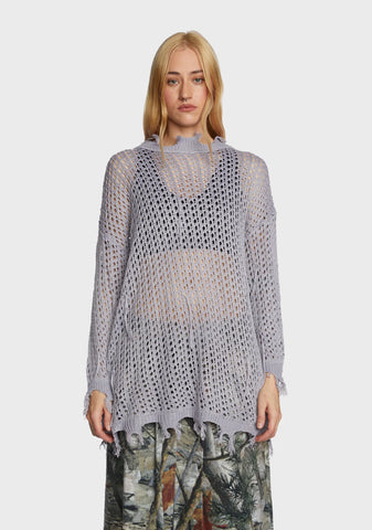 Quick Timing Crochet Top - Gray