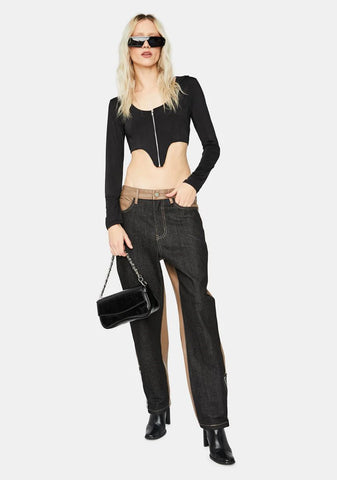 Real Talk Hooded Long Sleeve Crop Top