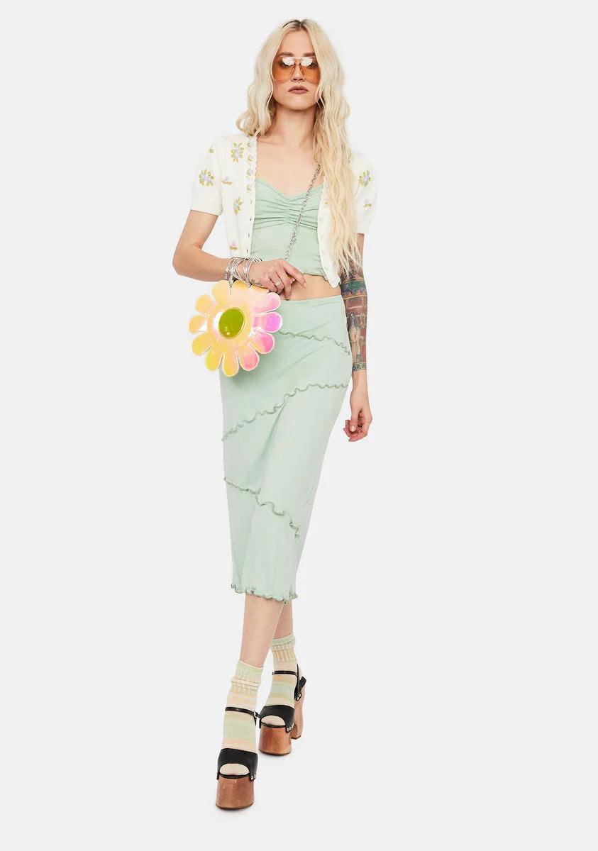 Treat U Right Lettuce Edge Midi Skirt Set