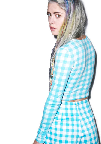 Mary Long Sleeve Crop - Light Blue