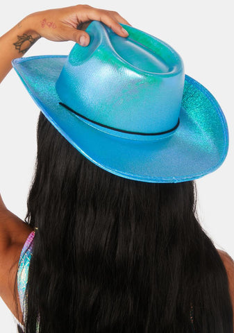Turquoise Tame The Stars Metallic Cowboy Hat