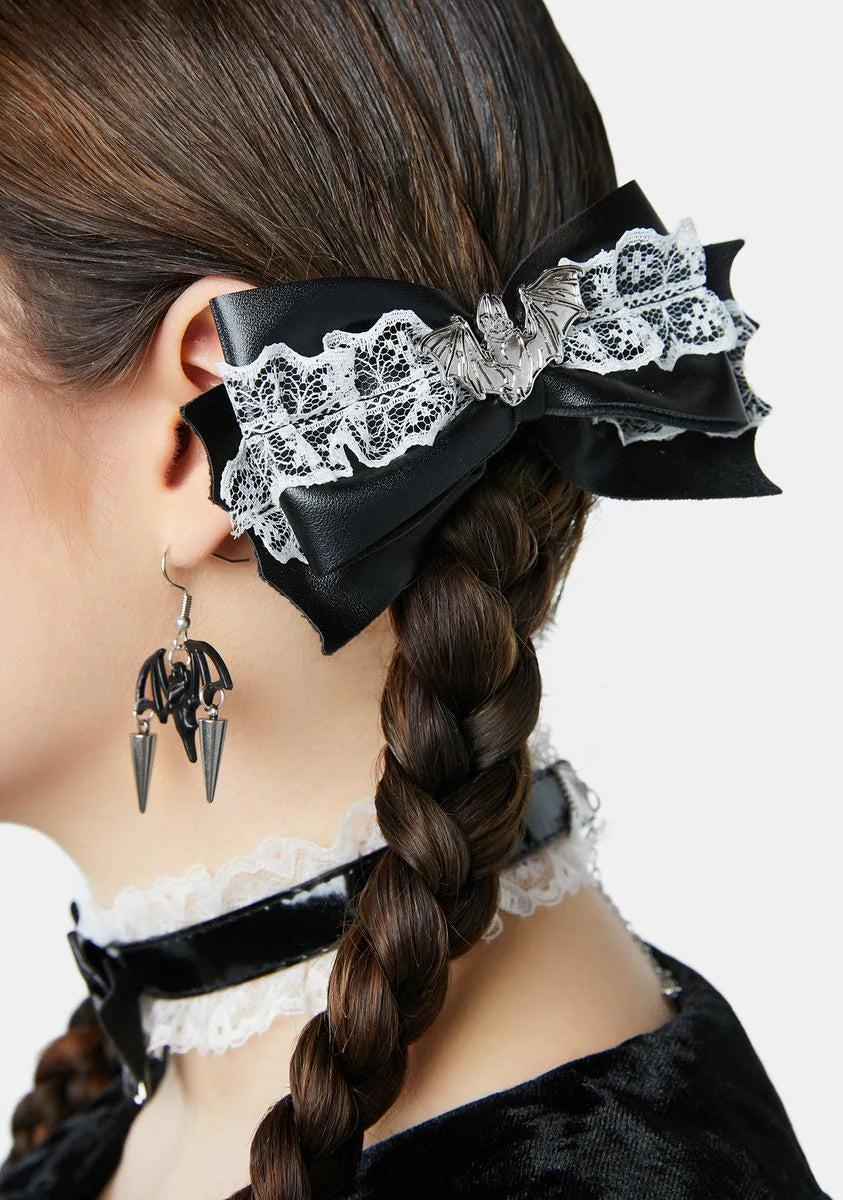 Night School Bat Hair Bow