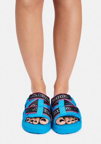 Blue Logo Tape Kalpi Sandals