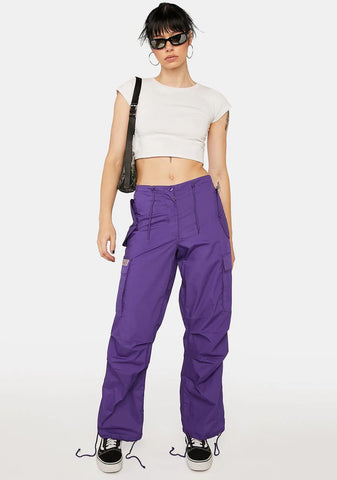 Purple Flap Pocket Pants