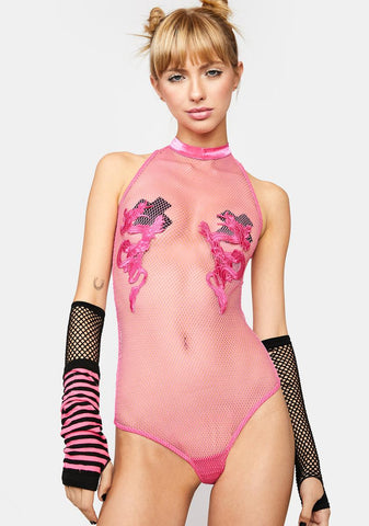 Candy Bad Luck Dragon Fishnet Bodysuit