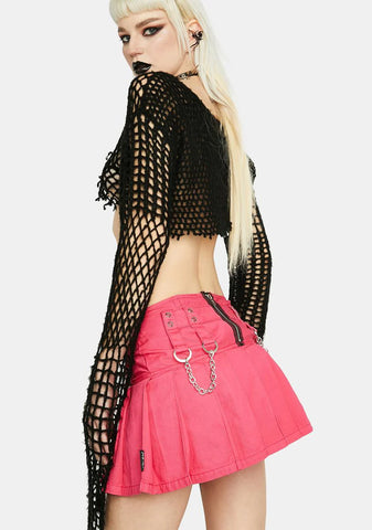 Pink Stud And Chain Mini Skirt