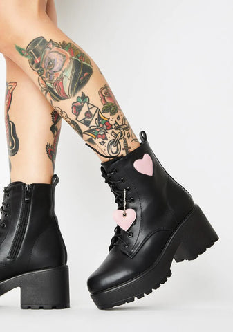Pink Heart Gin Platform Boots