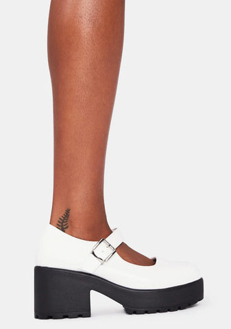 White Tira Mary Janes