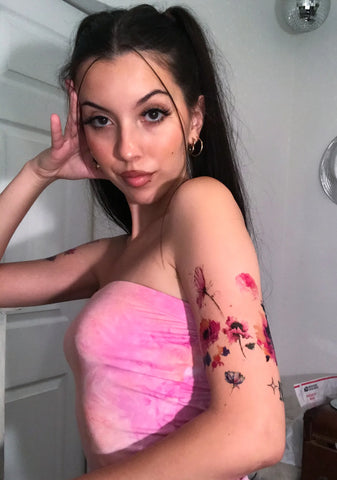 Pink Floral Transfer Tattoos