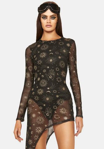 Cosmic Alchemist Mesh Maxi Dress