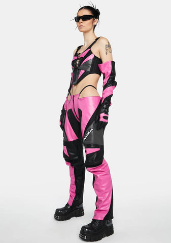 Pink Moto Thong Pants