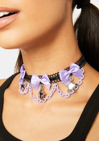 Starry Eyed Star And Bow Choker
