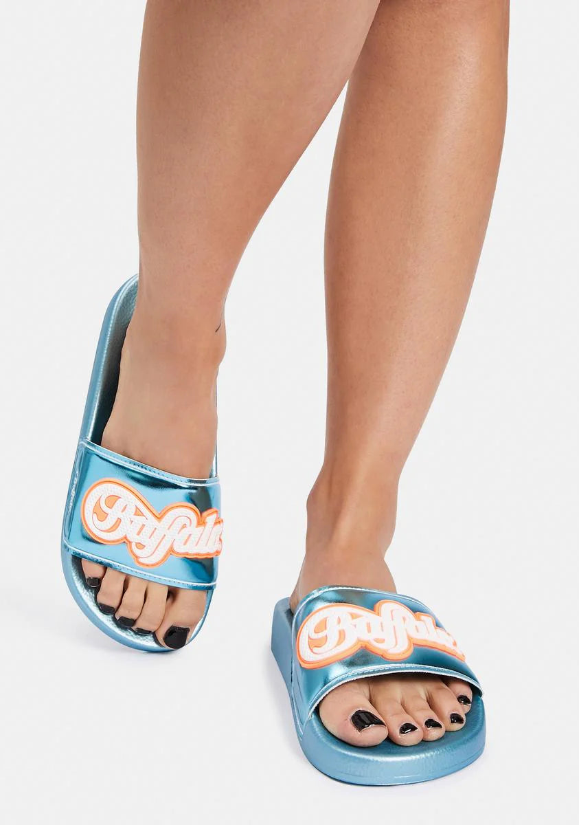 Blue Metallic Rana Slides