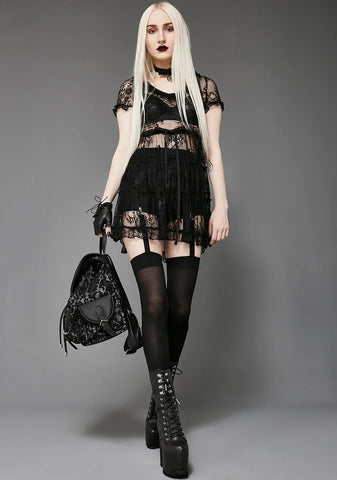 Shadow Kiss Lace Babydoll Dress