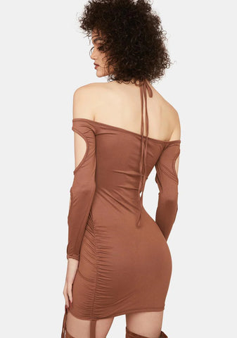 Mocha Hurry Back Soon Mini Dress