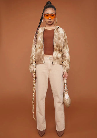 Olive On The Flip Side Tie Dye Zip Up Hoodie