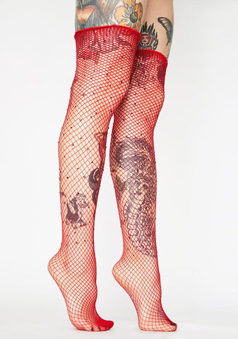 Fire La La Luxe Rhinestone Fishnet Stockings