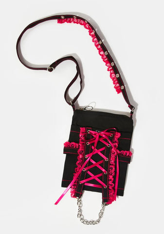 Pink Lace Cross Body Bag