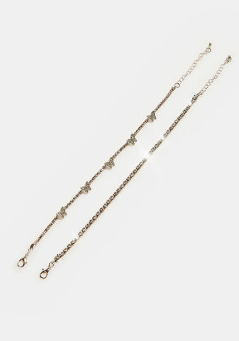 Shimmer And Twirl Anklet Set