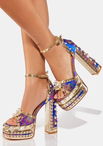 Blue Aim For The Eyes Platform Heels