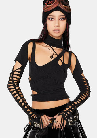 Modulation Cut Out Long Sleeve Top
