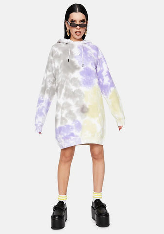 Tie Dye Printed Logo Hoodie Dress