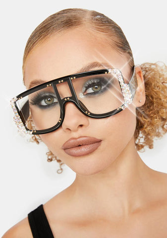 Clearly Crystal Clear Rhinestone Sunglasses