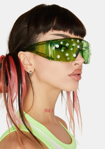 Slime Ready To Glow Rhinestone Sunglasses