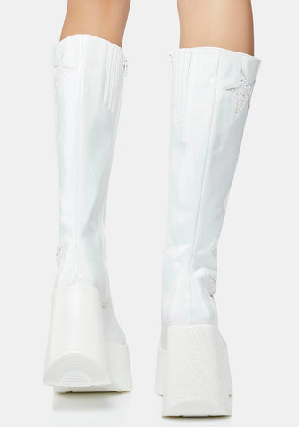 White Dynamite-218 Knee High Boots