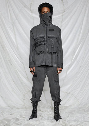 Synth Unisex Charcoal Washed Mask Utility Jacket