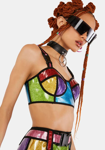 Rainbow Runner Glitter Bra Top