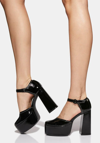 Rage Black Patent Platform Heels