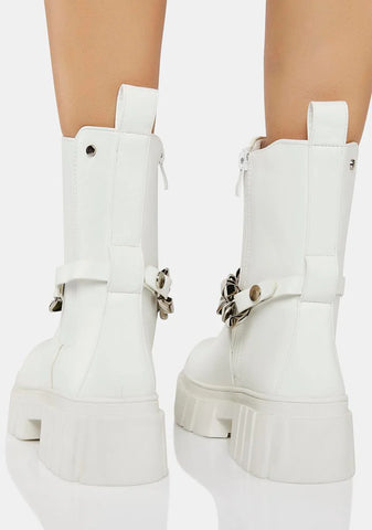 White Cause You're Wild Ankle Boots