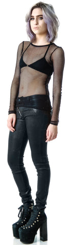 Fash-ist Fishnet Long Sleeve Top - White