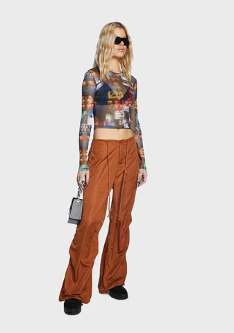 Parker Nylon Cargo Pants - Brown