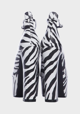 Zebra Donatella Platform Heels