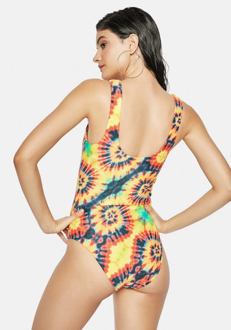 The Golden Girl Tie Dye 90s One-Piece Swimsuit