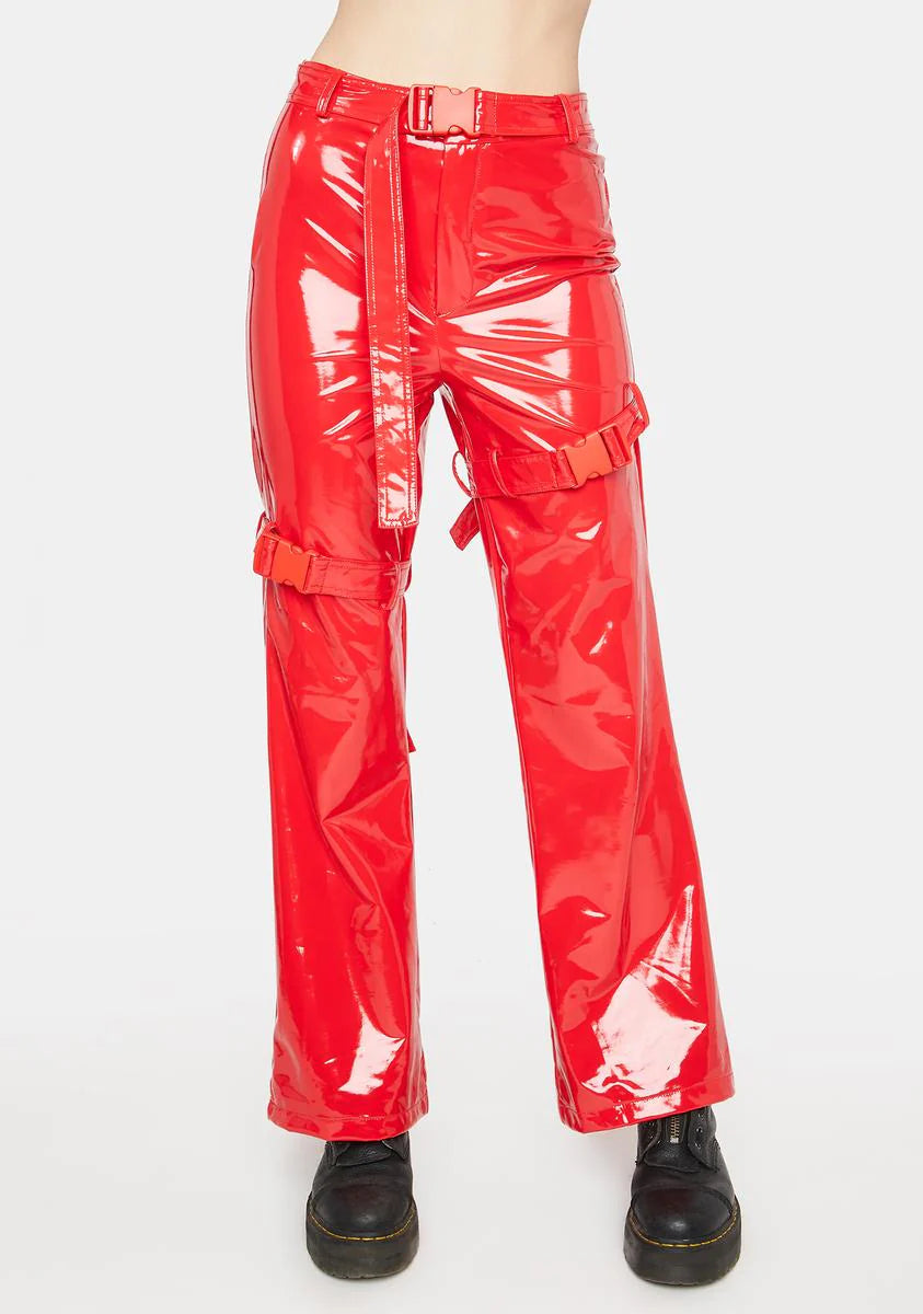 Spicy Things I Deserve Buckle Vinyl Pants
