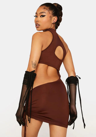 Coffee Look My Way Cut-Out Dress