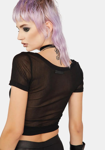 Translucent Fit Pleated Short T-Shirt