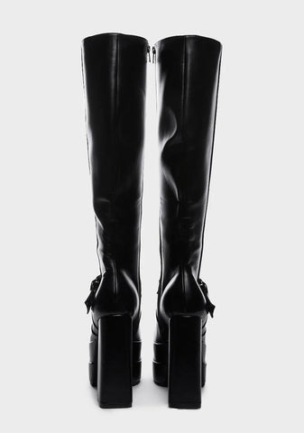 Wide Fit Fixed Up Knee High Boots