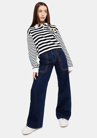 Ski Patrol Long Sleeve Striped Polo