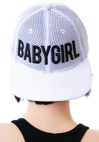 Babygirl White Mesh 6-Panel Cap