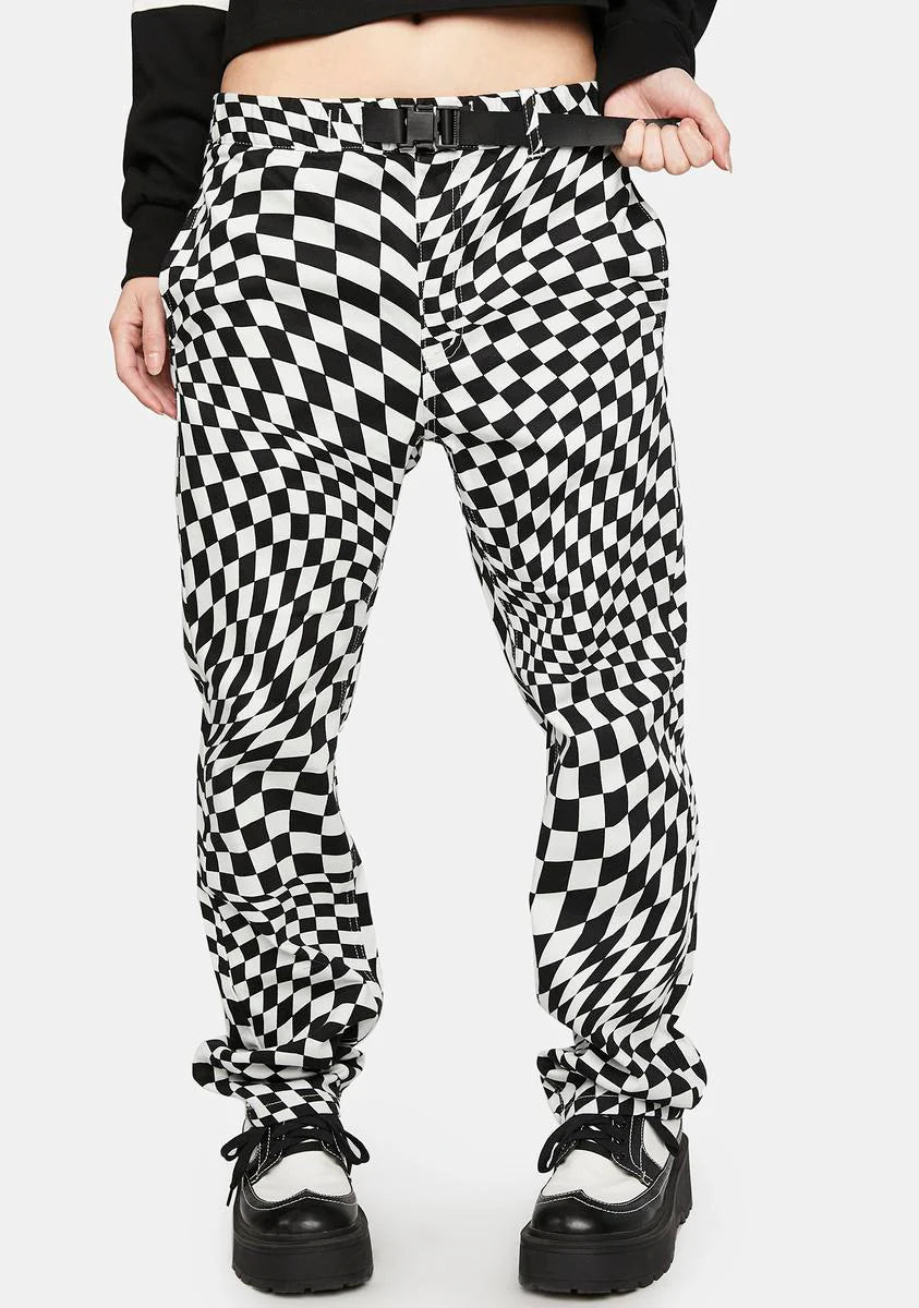 Wavy Checkered Easy Pants