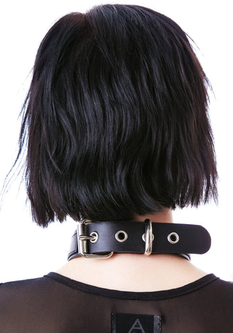 Saddle Stud O Ring Choker - White