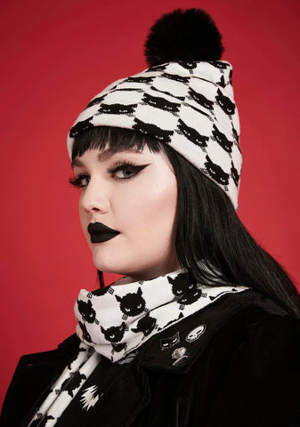 Cat Bandit Pom Pom Beanie