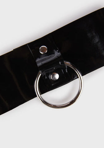 x Bettie Page Black Imogen Latex Ring Collar