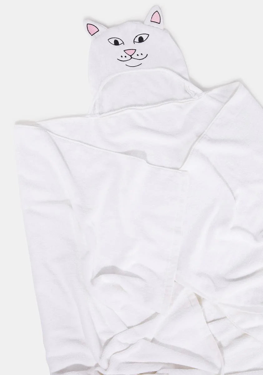 White Lord Nermal Hooded Bath Towel