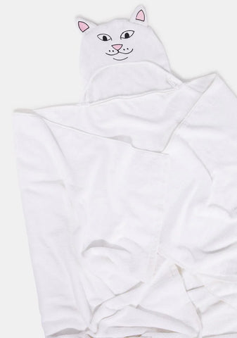 White Lord Nermal Hooded Bath Towel