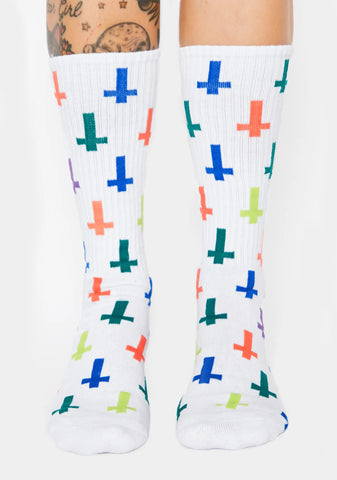 White Inversion Crew Socks
